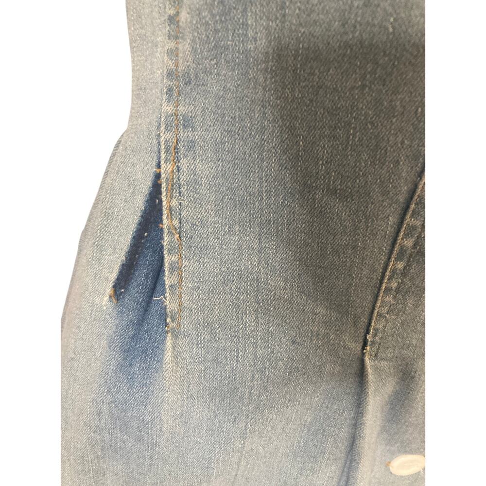 Vintage Denim Dress Womens Small Puff Sleeve Button Front Cottagecore Blue - Picture 6 of 8